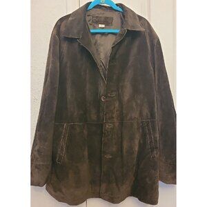 Men's Suede Jacket Size 44 R Rich Deep Brown Leather Blazer Sport Coat  Lined